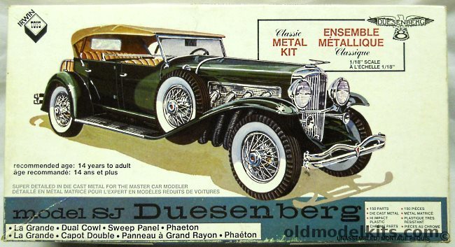 Gabriel 1/18 Duesenberg Model SJ Phaeton - Irwin Canada Issue - (ex-Hubley), 4864 plastic model kit